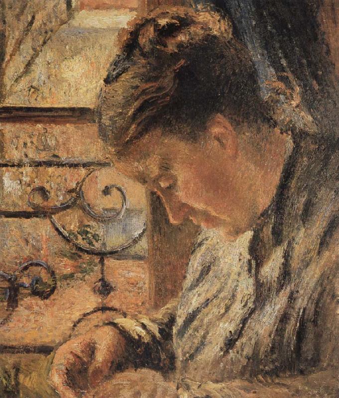 Camille Pissarro The Woman is sewing in front of the window oil painting picture